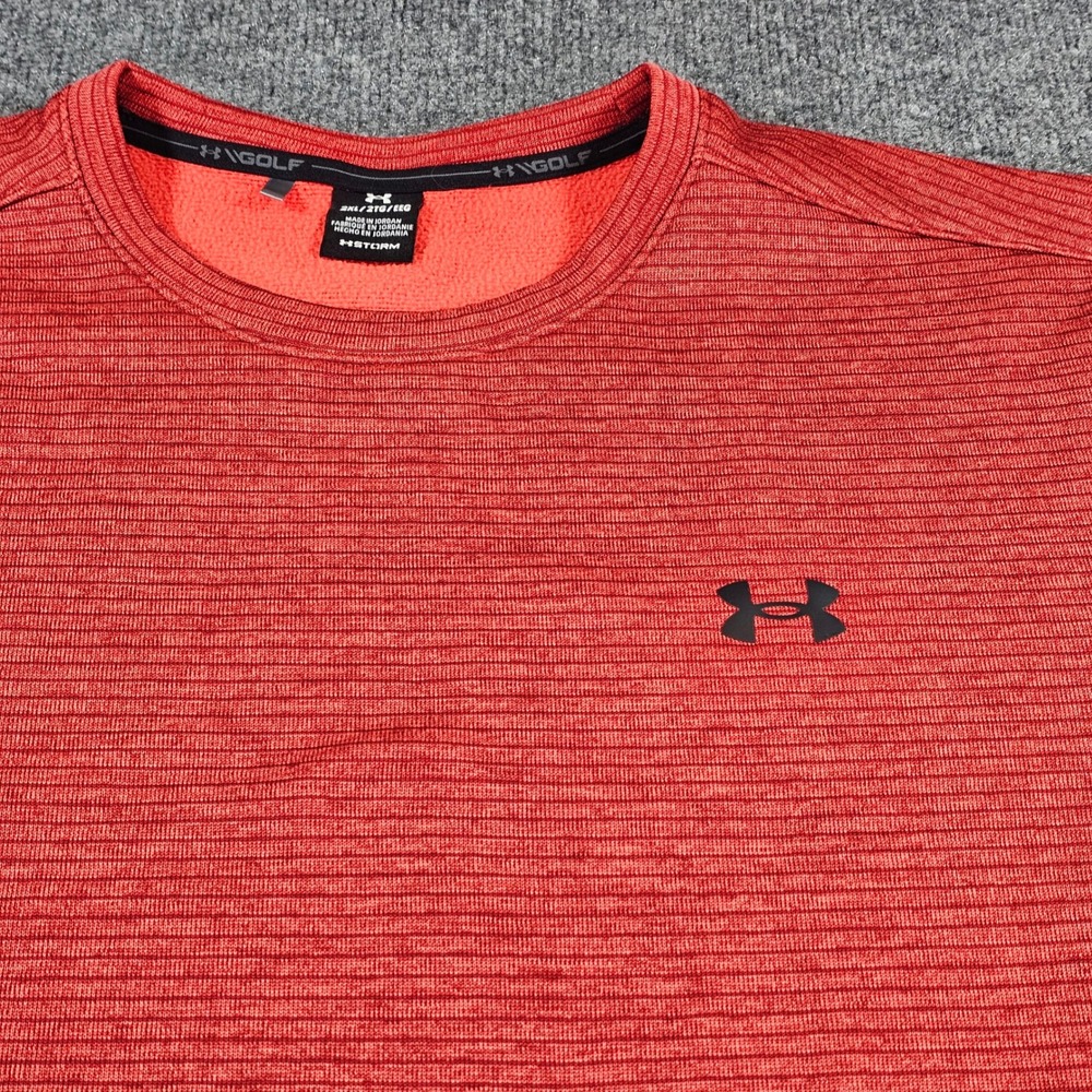 Under Armour Mens XXL Red Sweatshirt Golf Storm Ribbed Crewneck 1373675 Mens